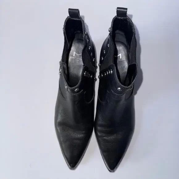 MARC FISHER LTD Black Leather Studded Ankle Boot 9.5 - Picture 16 of 16